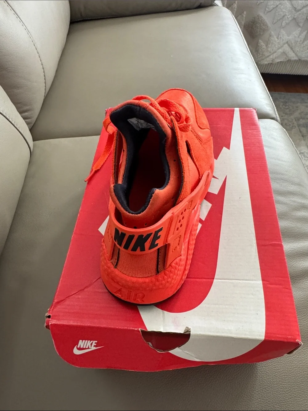 Nike Kids Orange Athletic Sneakers with Black Logo